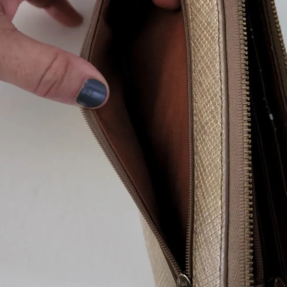 Fossil Sydney Clutch Wallet Rose Gold Leather Zip Around